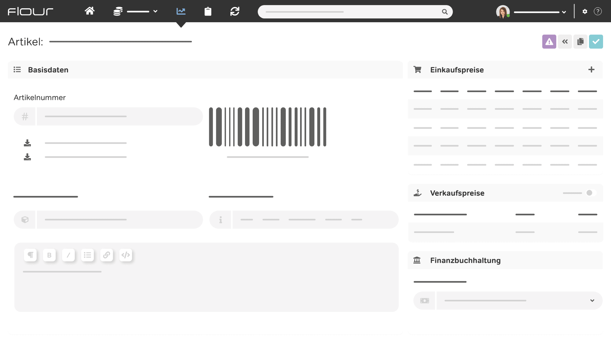 flour Kassensystem Screenshot Artikelverwaltung