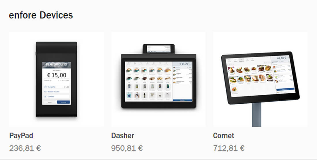 PayPad, Dasher und Comet - Hardware im enfore Online-Shop.