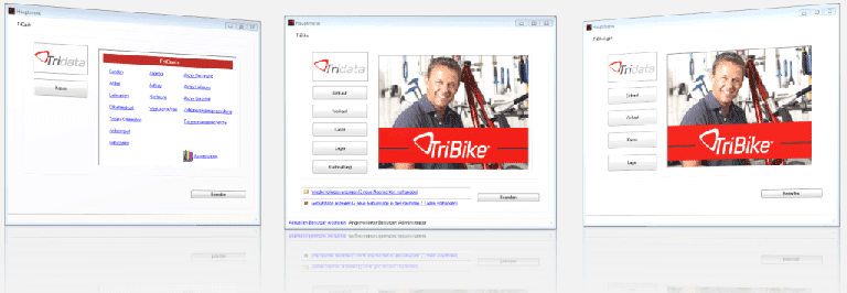 Webseite von TriBike mit drei Angeboten für Kassensysteme für Fahrradhandel nebeneinander in Übersicht