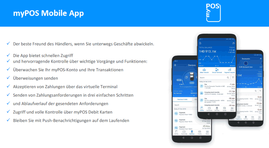 Features der myPOS Mobile App in Übersicht
