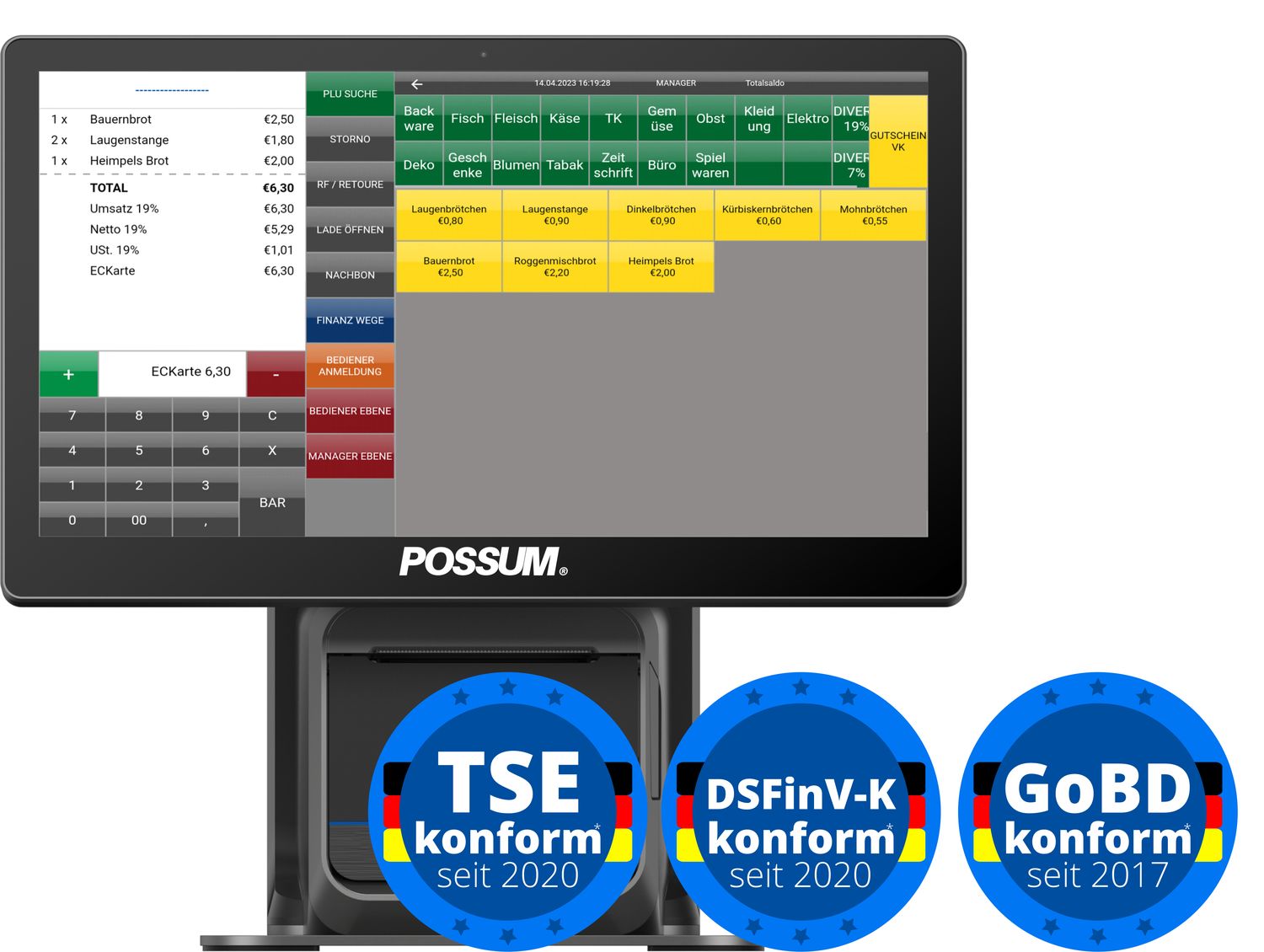 POSSUM Kassensystem TSE-, DSFinV-K- und GoBD-konform