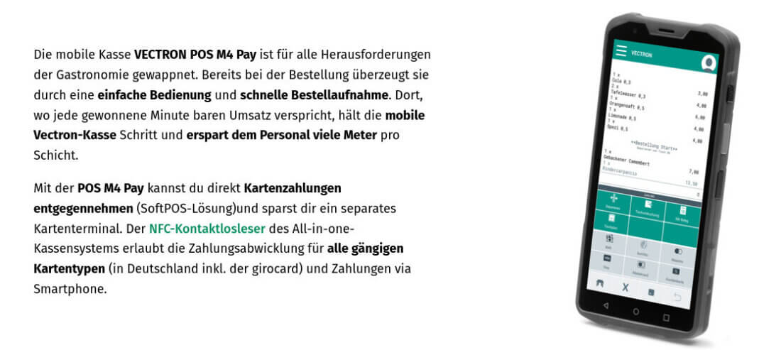 Seitenansicht des Vectron M4 Pay