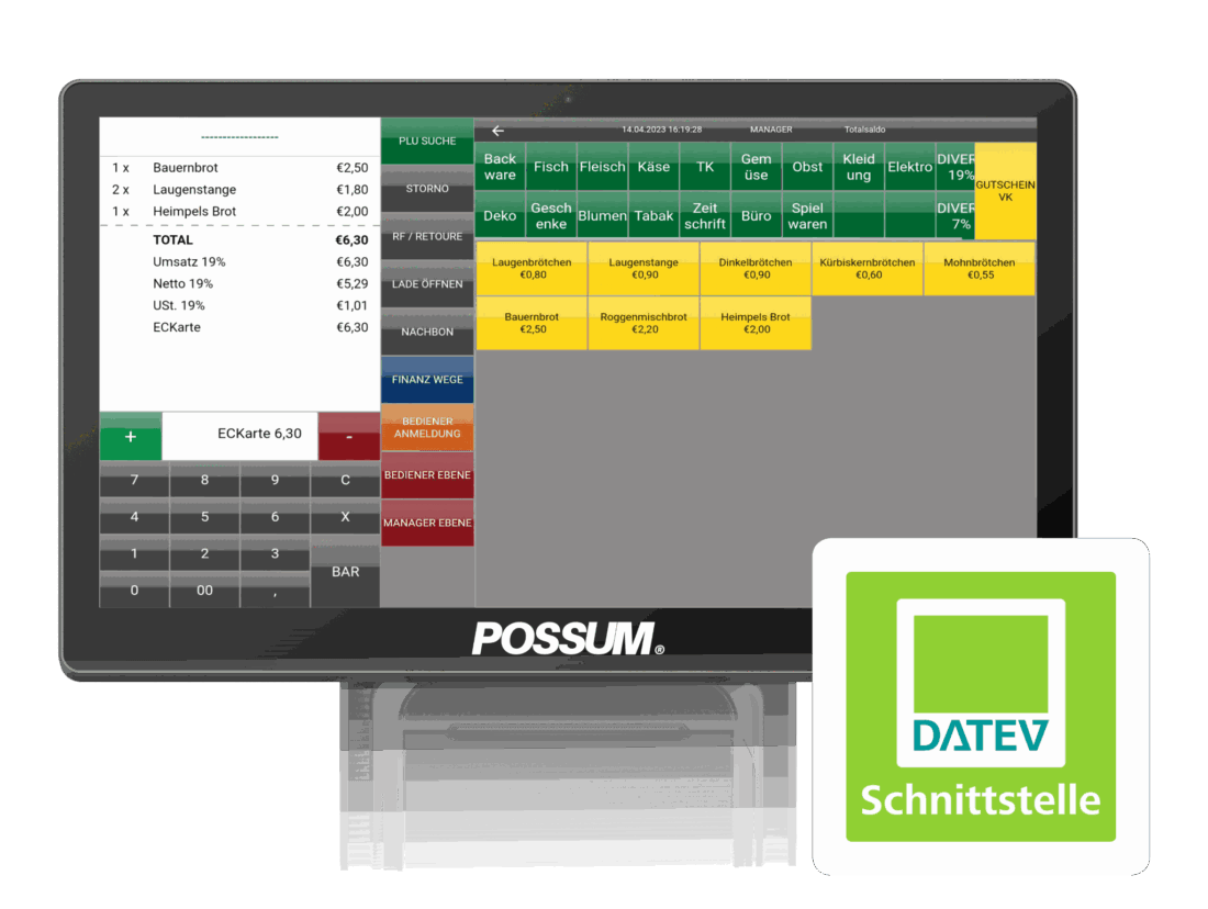 Possum und Datev-Schnittstelle grafisch dargestellt